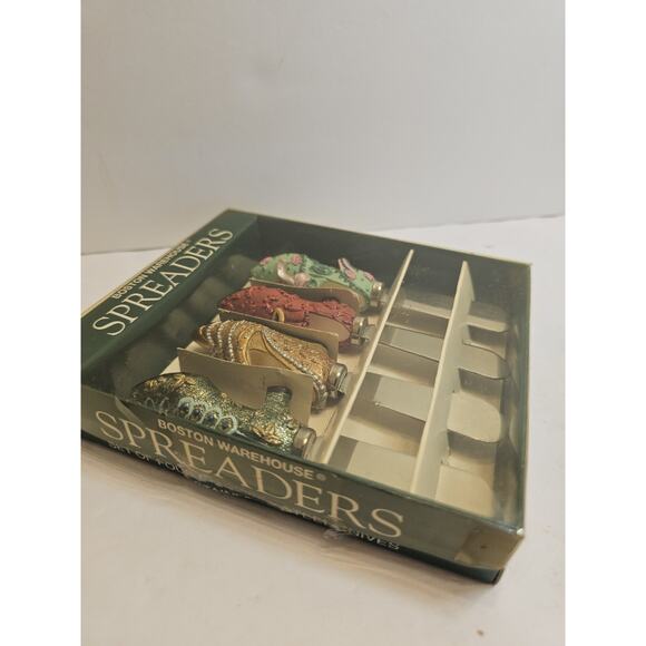 Boston Warehouse Fancy Feet Shoe Themed Glitter Canape Cheese Spreaders Set Of 4 - Picture 5 of 5